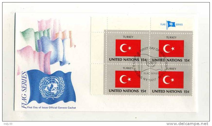 - SUISSE NU GENEVE . FDC FLAG SERIES . TURKEY  . CACHET 26/9/1980 - FDC