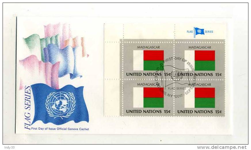 - SUISSE NU GENEVE . FDC FLAG SERIES . MADAGASCAR  . CACHET 26/9/1980 - FDC