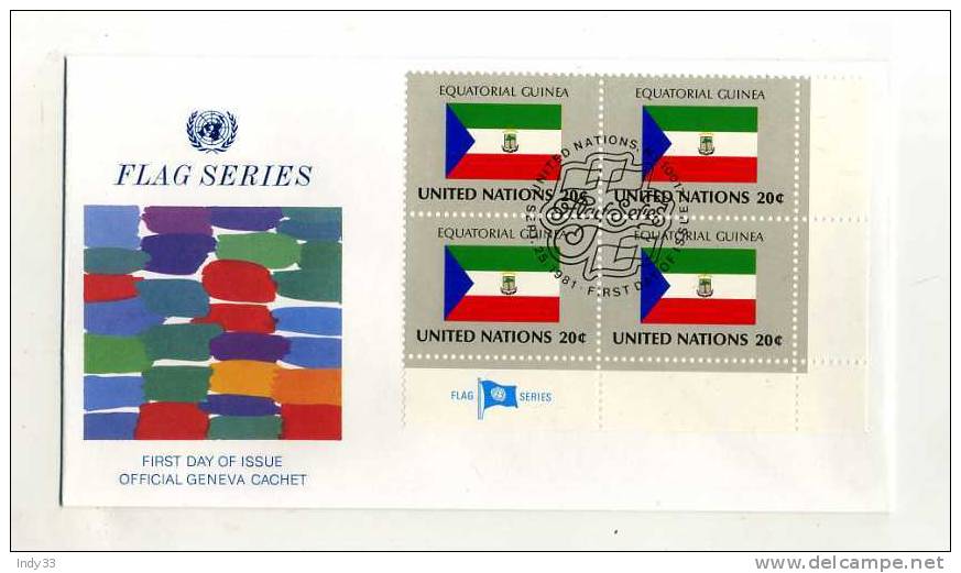 - SUISSE NU GENEVE . FDC FLAG SERIES . EQUATORIAL GUINEA . CACHET 25/9/1981 - FDC