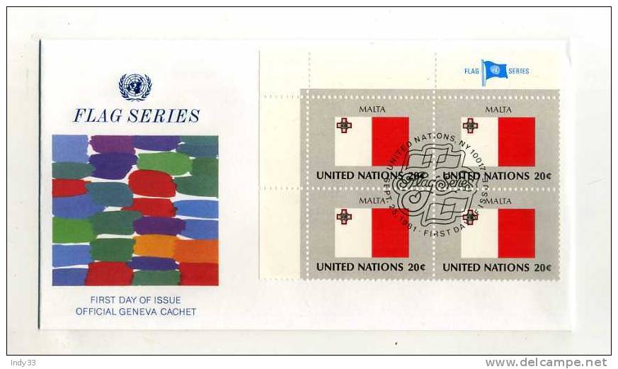 - SUISSE NU GENEVE . FDC FLAG SERIES . MALTA . CACHET 25/9/1981 - FDC