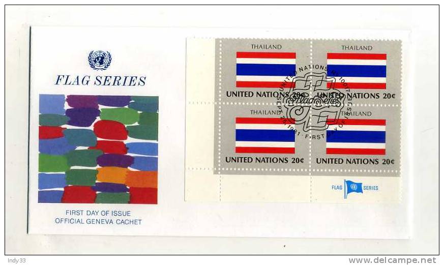 - SUISSE ONU GENEVE . FDC FLAG SERIES . THAILAND . CACHET 25/9/1981 - FDC