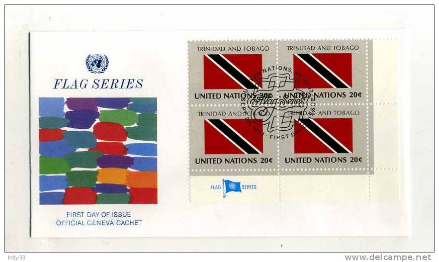 - SUISSE ONU GENEVE . FDC FLAG SERIES . TRINIDAD AND TOBAGO  . CACHET 25/9/1981 - FDC