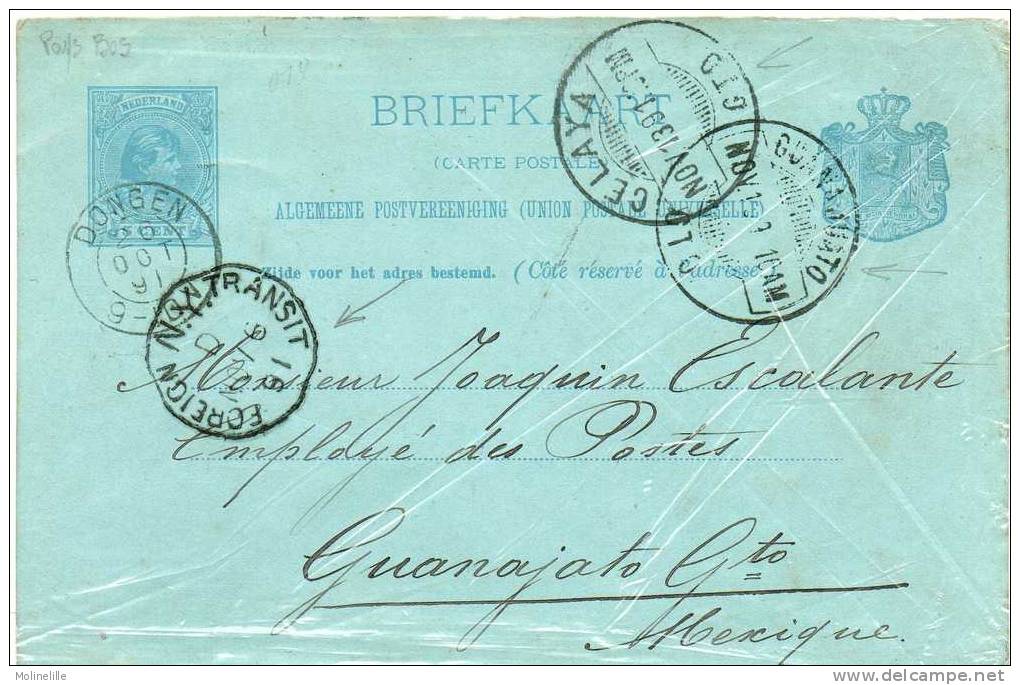 LOT 264 - CARTE ENTIER PAYS BAS ~MEXIQUE - Cachet De Transit New York - Entiers Postaux