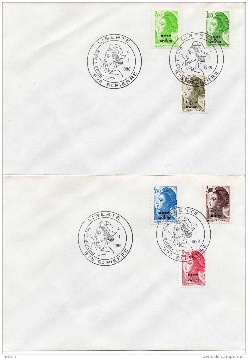 LOT 266 - ST PIERRE ET MIQUELON  - F.D.C 5 Lettres - 15 Val " Liberté"  455/69 - FDC