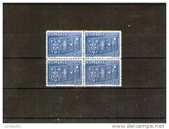 1938 ENTENTE BALKANIQUE  YV= 530 MNH BLOC X 4 - Neufs