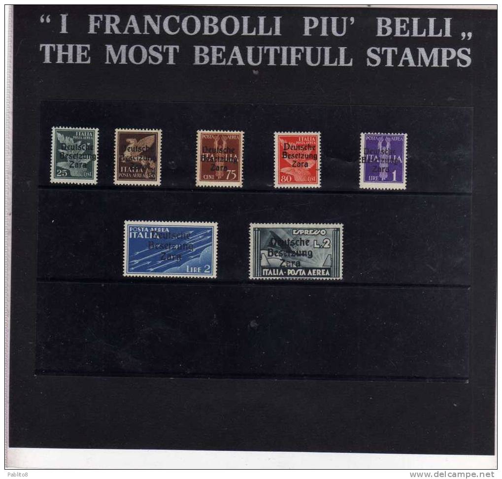 GERMAN ZARA OCCUPAZIONE TEDESCA 1943 FRANCOBOLLI POSTA AEREA AIR MAIL SERIE COMPLETA 7 VALORI SET MNH - German Occ.: Zara