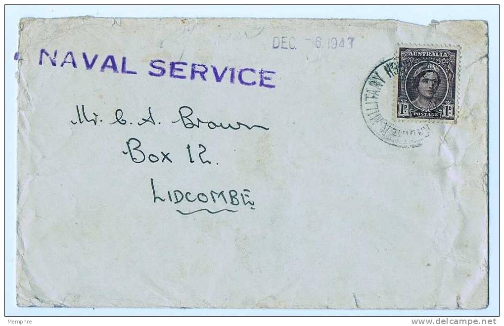 1943  Domestic Letter From «Military Hospital»  «NAVAL SERVICE» Endorsment  Back Mflap Missing - Briefe U. Dokumente