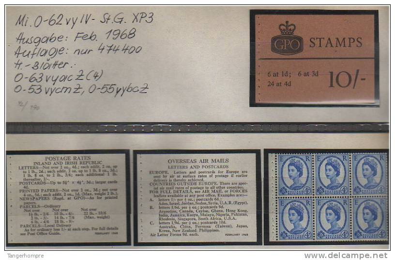 Grossbritannien - Februart 1968, Markenheftchen Mi. Nr. 0-62 Vy IV. - Libretti