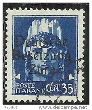 ZARA OCCUPAZIONE TEDESCA GERMAN OCCUPATION 1943 SOPRASTAMPATO D'ITALIA ITALY OVERPRINTED CENT. 35 USATO USED OBLITERE' - Duitse Bez.: Zara