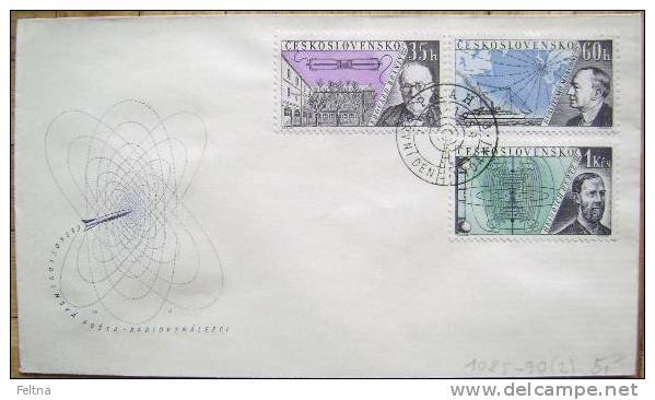 1959 CZECHOSLOVAKIA FDC 2 EDOUARD BRANLY GUGLIELMO MARCONI HEINRICH HERTZ RADIO PHYSICS - Physique