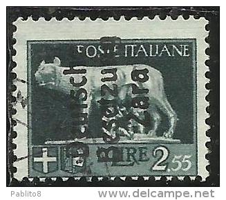 ZARA OCCUPAZIONE TEDESCA GERMAN OCCUPATION 1943 SOPRASTAMPATO D´ITALIA ITALY OVERPRINTED LIRE 2,55 USATO USED OBLITERE´ - Ocu. Alemana: Zara