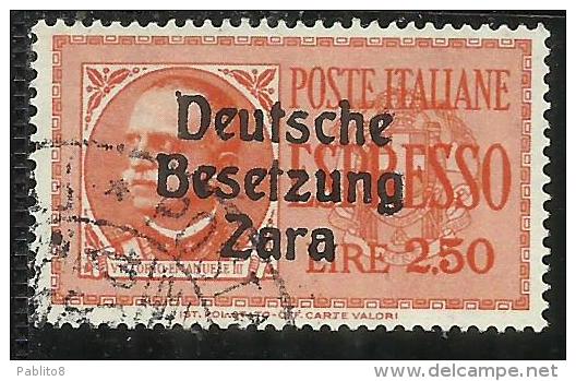 ZARA OCCUPAZIONE TEDESCA GERMAN OCCUPATION 1943 ESPRESSO SPECIAL DELIVERY LIRE 2,50 USATO USED OBLITERE' - Occ. Allemande: Zara