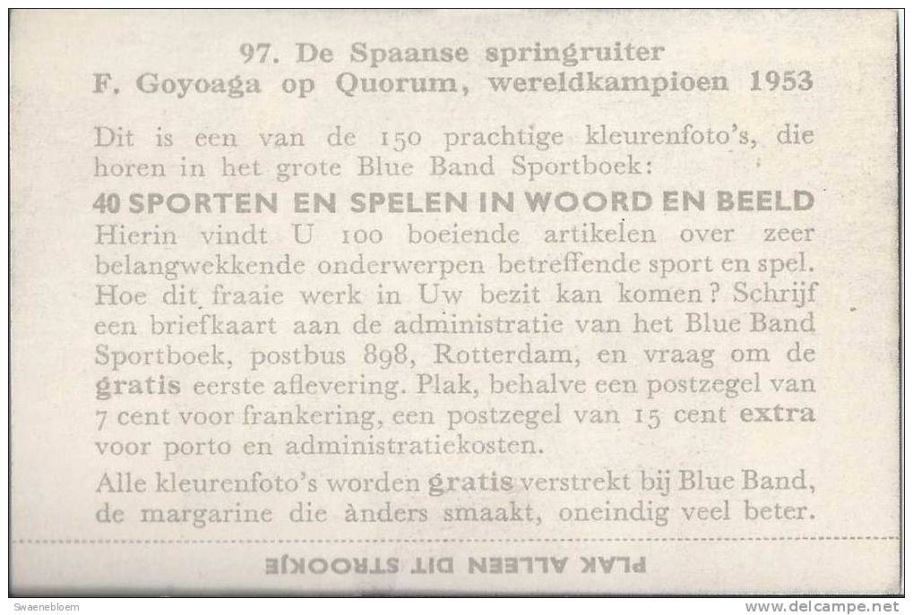 0097. De Spaanse Springruiter F. Goyoaga Op Quorum, Wereldkampioen 1953. Blue Band - Sport - Foto - Parijs - France - Hipismo