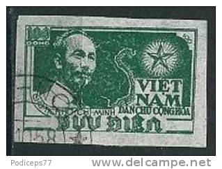Vietnam  1951/55  Ho-chi-Minh  100 D  Grün,geschnitten  Mi-Nr.5 B Gestempelt / Used - Vietnam