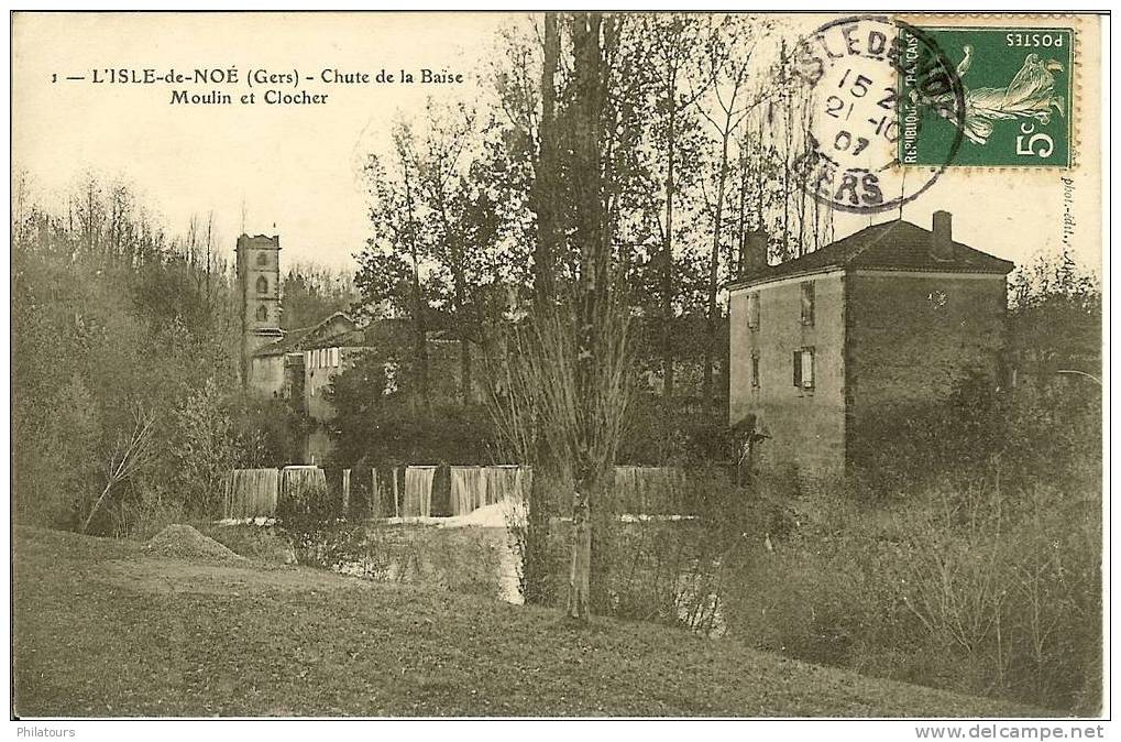 L'ISLE-DE-NOE / Chute De La Baise - Moulin Et Clocher - Autres & Non Classés