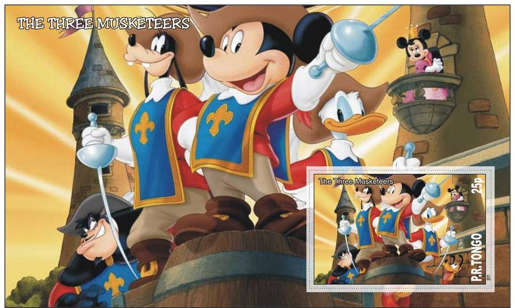 DISNEY  - The Three Musketeers Mickey Mouse - THE MOVIE  Souvenir Sheet MNH Imperforated Cinderella - Disney