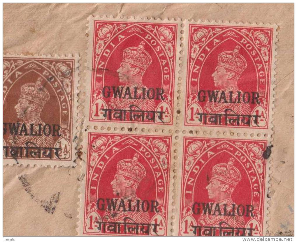 Br India King George VI, Princely State Gwalior Overprint, Registered Cover, Jhalnapatan Postmark, India As Per The Scan - 1936-47 Roi Georges VI