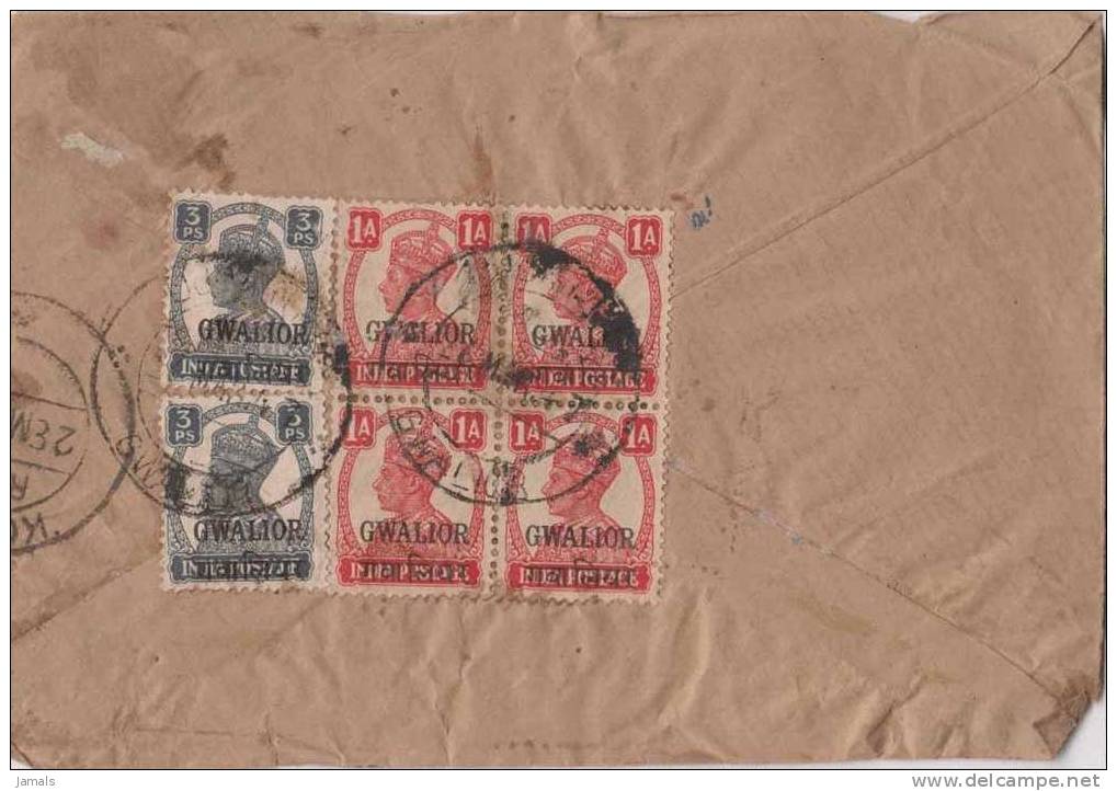 Br India King George VI, Princely State Gwalior Overprint, Registered Cover, India As Per The Scan - 1936-47 Roi Georges VI