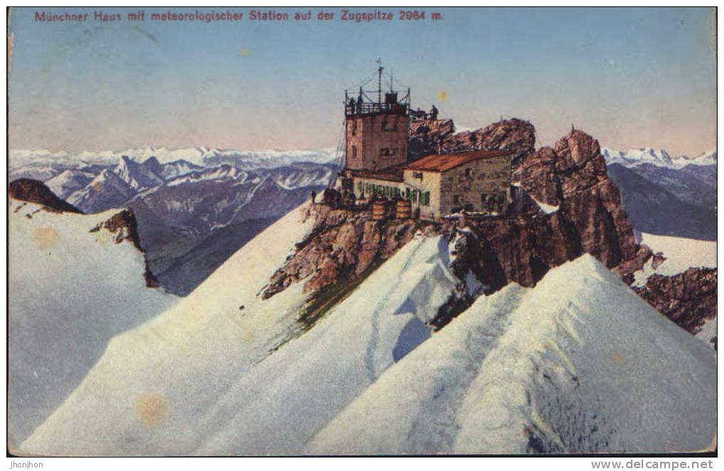 Germany- Postcard 1914-Munchner Haus Mit Meteorologischer Station(Meteorological Station;Station Meteo)- 2/scans - Zugspitze