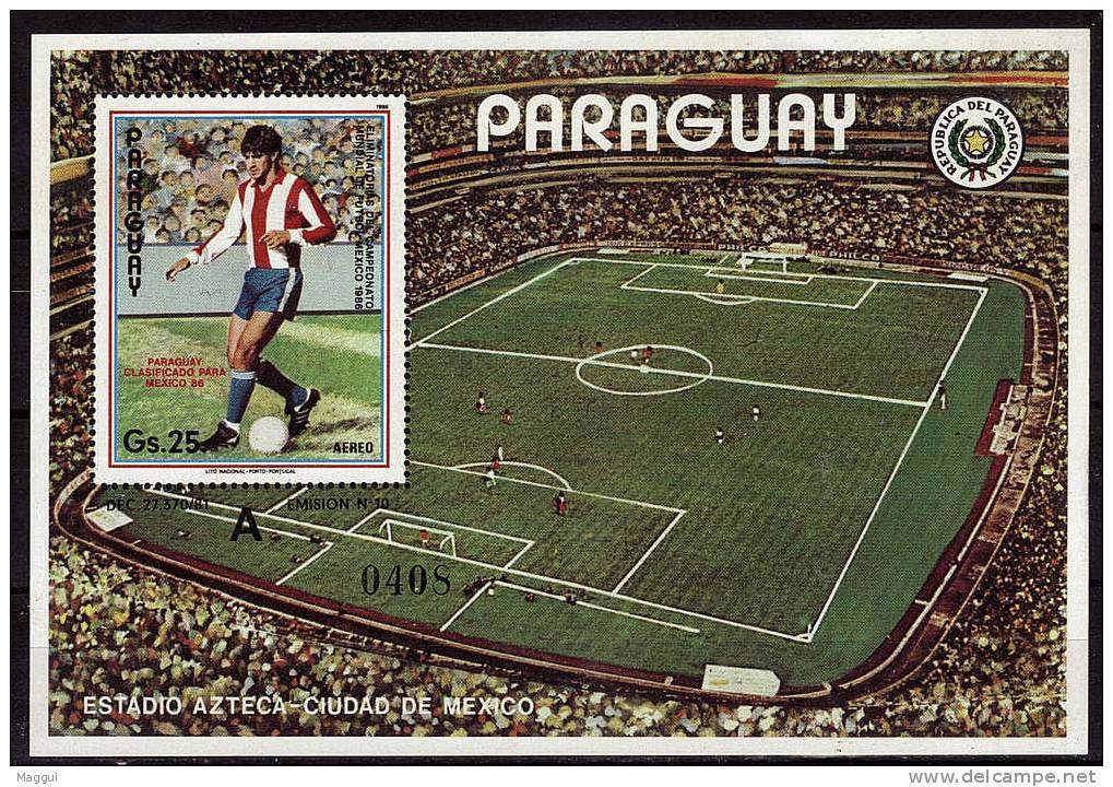 PARAGUAY  BF 376 (A)  * * ( Cote 25e ) Cup  1986  Football Soccer Fussball Stade - 1986 – Messico