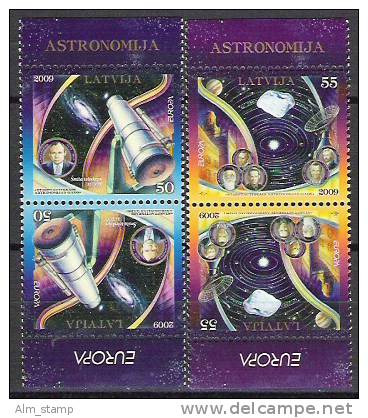 2009 Lettland I. 757-8**MNH  Téte Beche Europa: Astronomie. - 2009