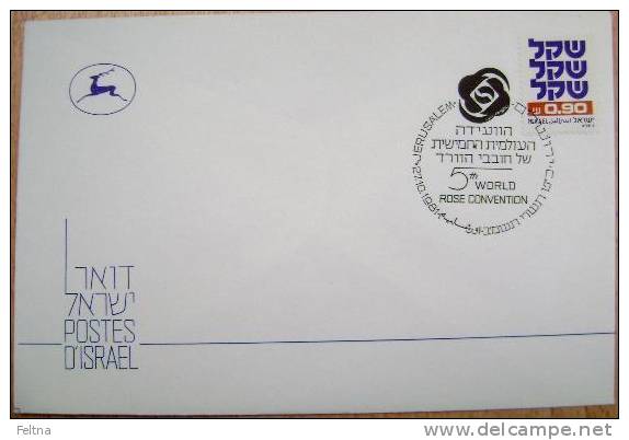 1981 ISRAEL COVER WITH CANCELATION 5TH WORLD ROSE CONVENTION ROSES - Rose