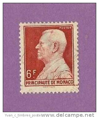 MONACO TIMBRE N° 283 OBLITERE PRINCE LOUIS II 6F ROUGE - Used Stamps