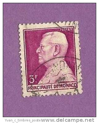 MONACO TIMBRE N° 282 OBLITERE PRINCE LOUIS II 3F LILAS ROSE - Used Stamps