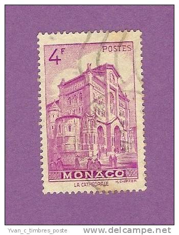 MONACO TIMBRE N° 278 OBLITERE CATHEDRALE DE MONACO 4F LILAS ROSE - Oblitérés