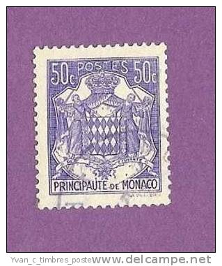 MONACO TIMBRE N° 252 OBLITERE ARMOIRIES ET BLASON 50C VIOLET - Used Stamps