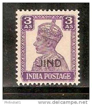 India Convention States -  JIND / JHIND / JHEEND 3As KG VI SG - 144 / Sc 172 SG Cat £ 25 MNH Inde Indien - Jhind