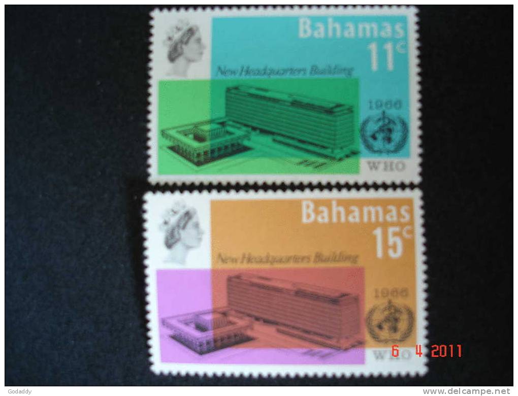 Bahamas 1966 Q. Elizabeth II   W H O  11c And 15c  MH SG 290 And 291 - 1963-1973 Ministerial Government