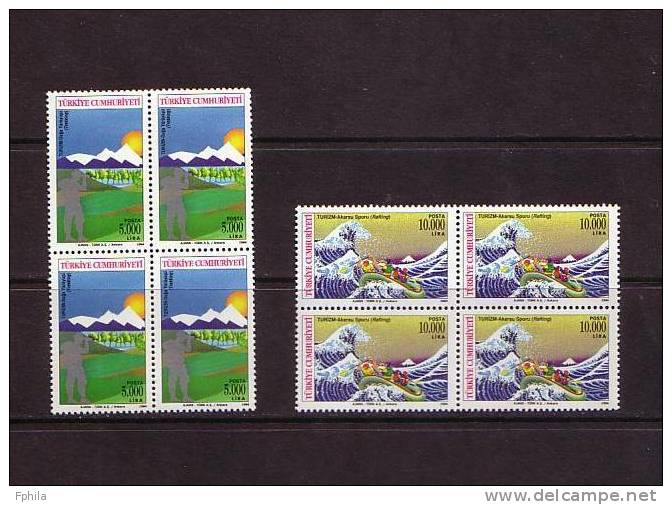 1994 TURKEY TOURISM - TREKKING & RAFTING BLOCK OF 4 MNH ** - Rafting