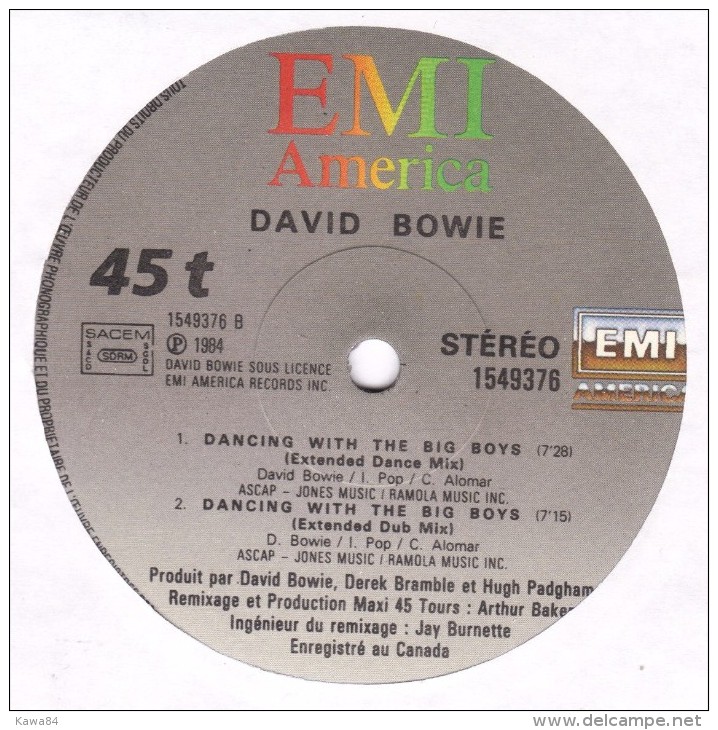 MAXI 45 RPM (12")  David Bowie / Iggy Pop  "  Blue Jean  " - 45 T - Maxi-Single