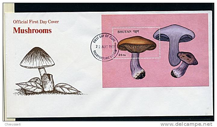 Bhoutan Ob Bloc N° 174 - Env. 1er Jour - Champignons (lot 13) (19 P15) - Bhutan