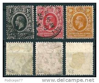 Brit. Ostafrika & Uganda  1912  George V - 3 Werte (Wz Multi CA)  Mi-Nr.ex 42/45  Gestempelt / Used - East Africa & Uganda Protectorates