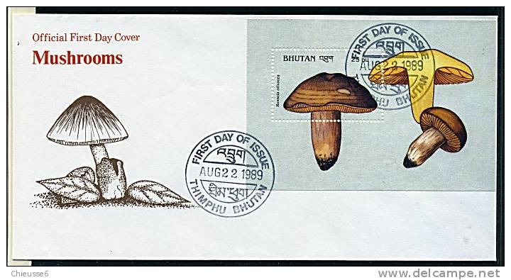 Bhoutan Ob Bloc N° 254 - Env. 1er Jour - Champignons (lot 33) (19 P25) - Bhutan