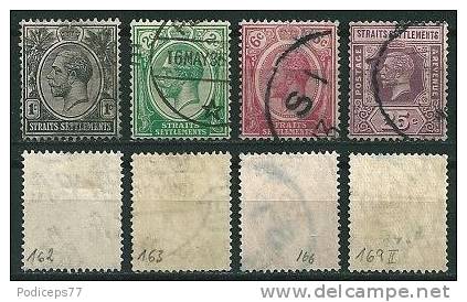 Straits Settlements  1921/27  George V - 4 Werte (Wz Multi-script CA)  Mi-Nr.ex 162/69  Gestempelt / Used - Straits Settlements