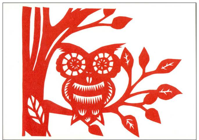 Owl  / Hibou  / Ui L /  DIY Paper Cut Post Card - Vögel