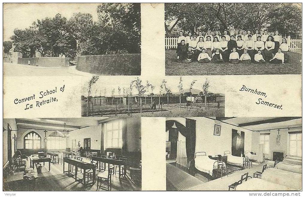 BURNHAM, Somerset  -  Convent School Of La Retraite - Multivues Avec Photo Des élèves 1909 - Autres & Non Classés