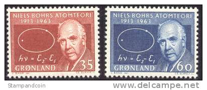 Greenland #66-67 Mint Never Hinged Nels Bohr Set From 1963 - Neufs