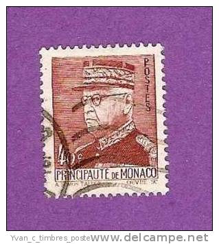 MONACO TIMBRE N° 225 OBLITERE PRINCE LOUIS II 40C BRUN CARMINE - Used Stamps