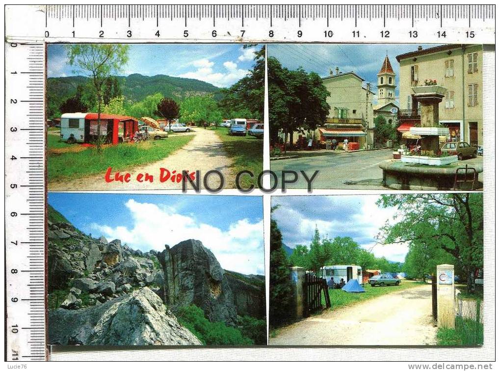 LUC EN DIOIS -  4 Vues :  Camping -  Eglise Et Bourg -  Rochers - Camping - Luc-en-Diois