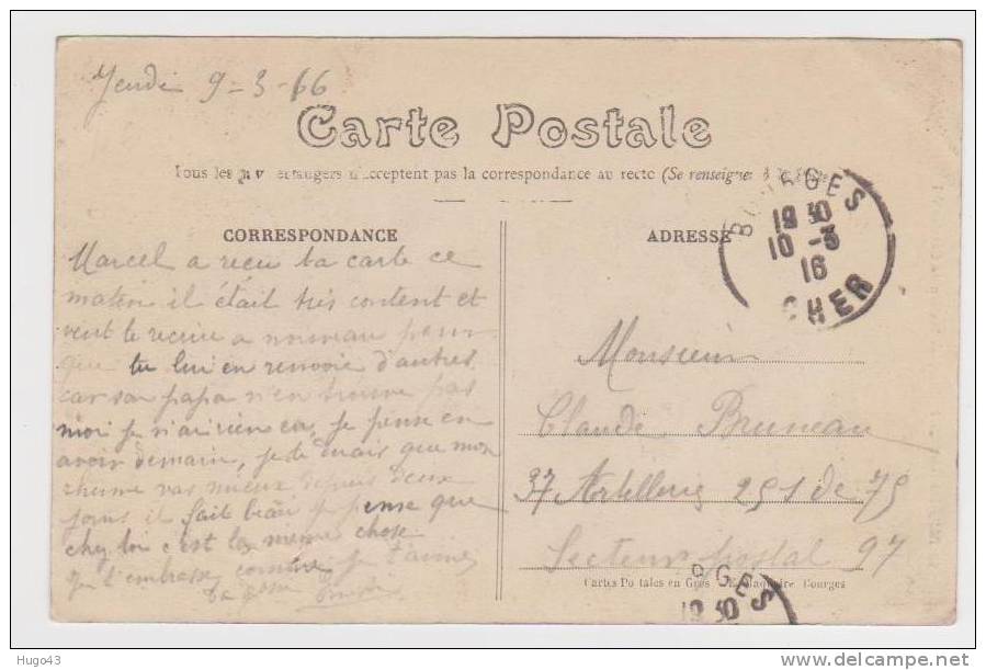 (RECTO/VERSO) DUN SUR AURON EN 1916 - MAISON DE CHARLES VII ANIMEE - Dun-sur-Auron