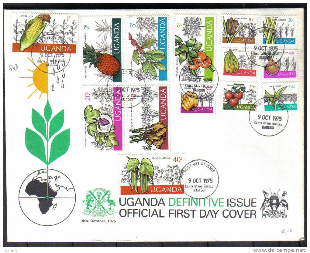 VER943 - UGANDA , Ordinaria : Yvert N. 97/110 Su FDC Del 1975 - Uganda (1962-...)