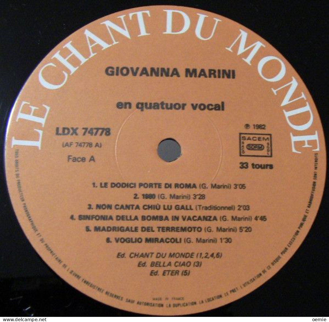 GIOVANNA  MARINI  °   ENREGISTREMENT  PUBLIC - Other - Italian Music
