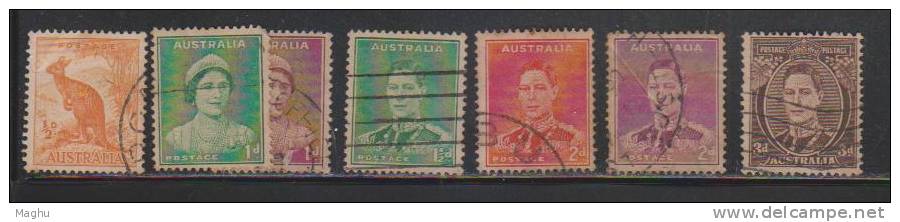 Australia Used 1937, 12 Diff., Low Value Collection, (1/2d & 2d Folded), As Scan - Used Stamps