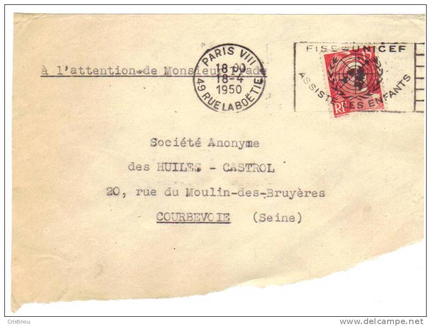 Timbre FRANCE 1950 UNICEF - Covers & Documents