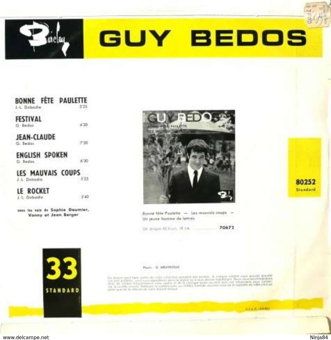 LP 25 CM (10")  Guy Bedos  "  Bonne Fête Paulette  " - Spezialformate