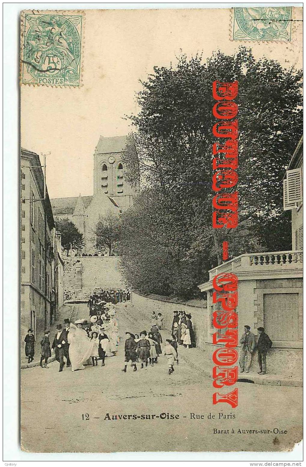 95 - AUVERS Sur OISE - Visuel Unique Sur D* - Mariage Rue De Paris - Couple De Mariée - Noces 29 Juillet 1906- Dos Scané - Auvers Sur Oise